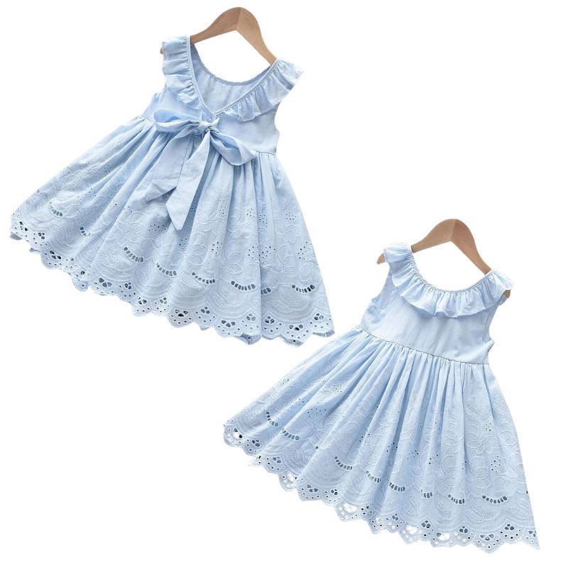 Vestido Azul Celeste para Meninas - Charme Casual para Festas de Verão