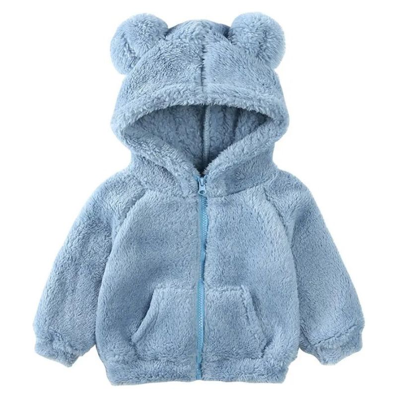 Jaqueta Peluciada Infantil com Capuz de Ursinho