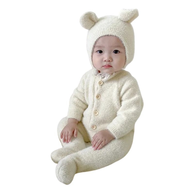 Macacão Infantil com Touca de Ursinho