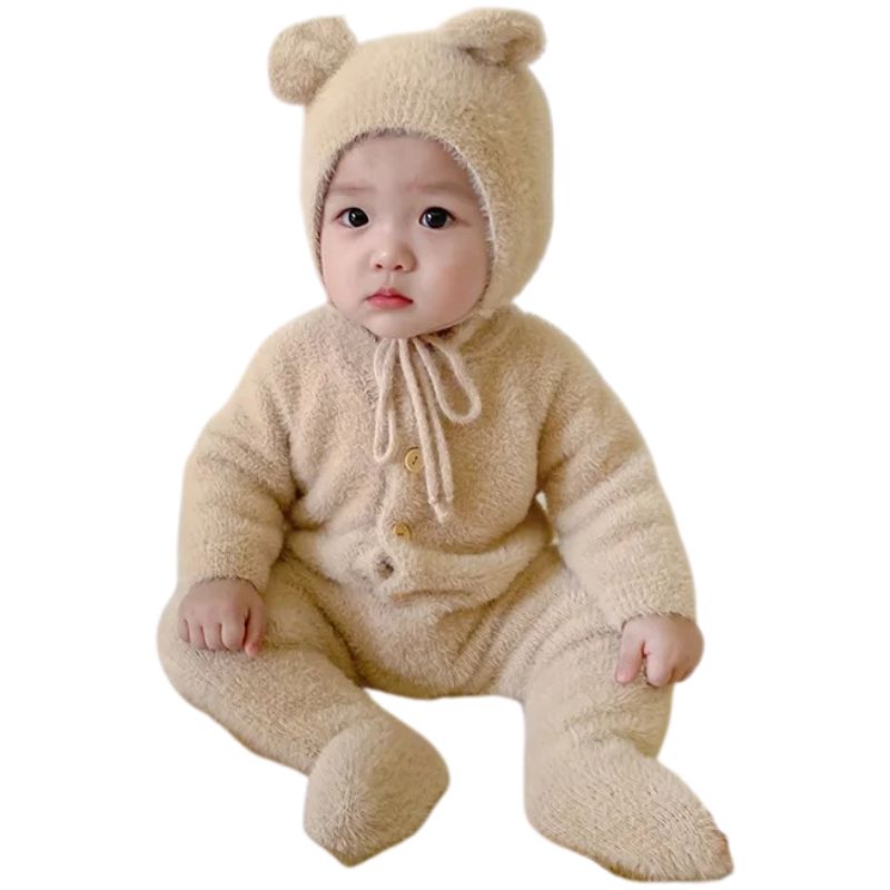Macacão Infantil com Touca de Ursinho