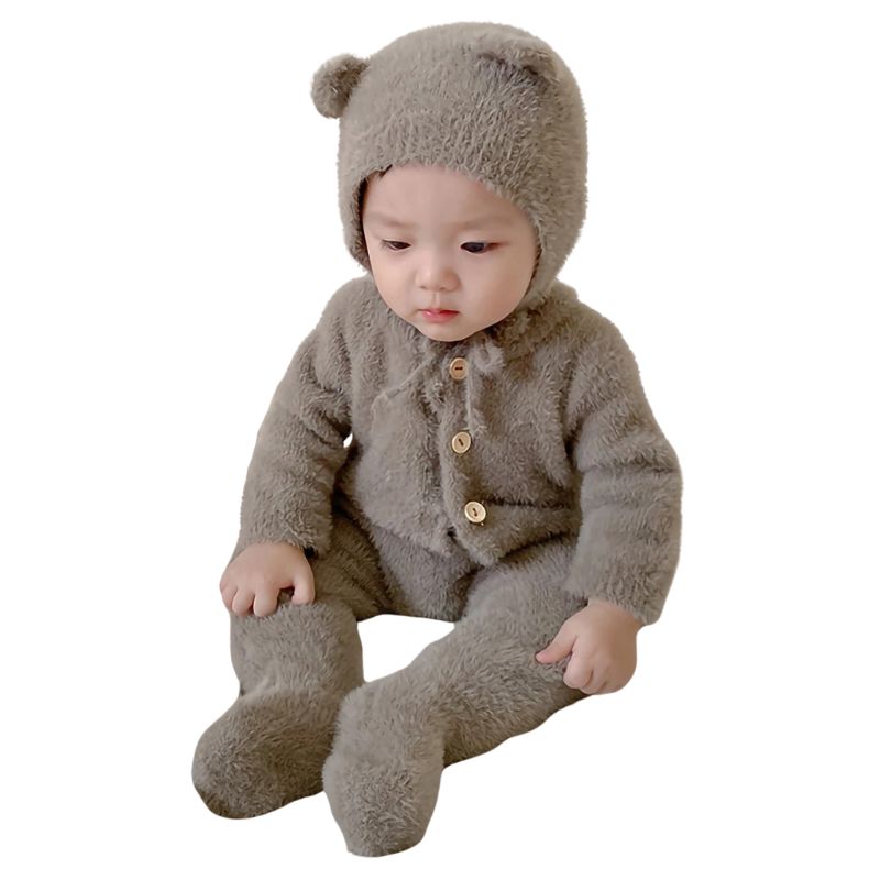 Macacão Infantil com Touca de Ursinho