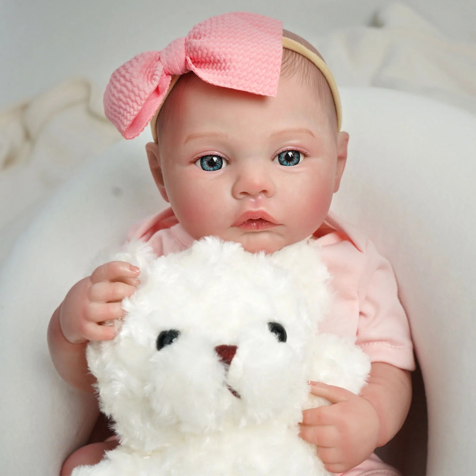 Boneca Reborn Bebê Helena | 48cm Silicone com Olhos Azuis - Boneca Real