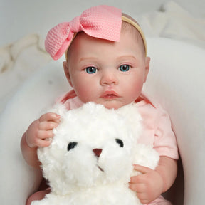Boneca Reborn Bebê Helena | 48cm Silicone com Olhos Azuis - Boneca Real