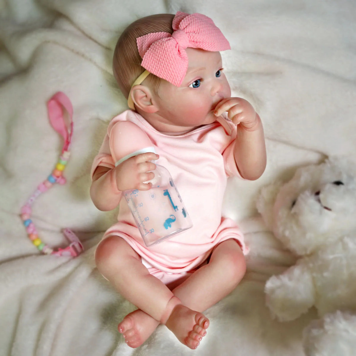 Boneca Reborn Bebê Helena | 48cm Silicone com Olhos Azuis - Boneca Real