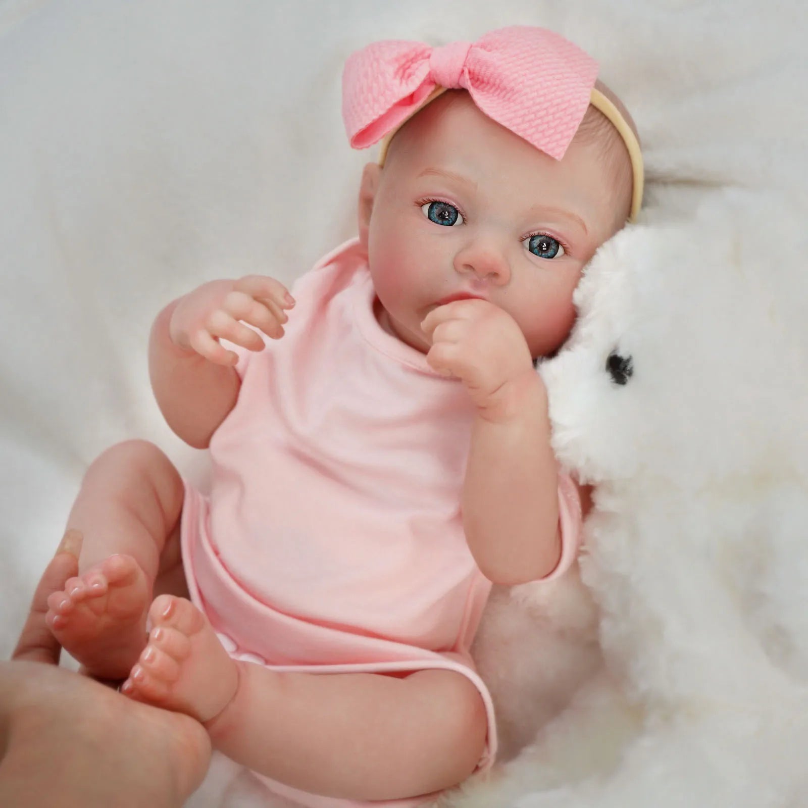 Boneca Reborn Bebê Helena | 48cm Silicone com Olhos Azuis - Boneca Real