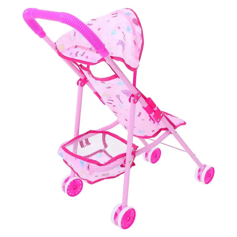 Carrinho de Bebê Reborn Realista Rosa com Cesto